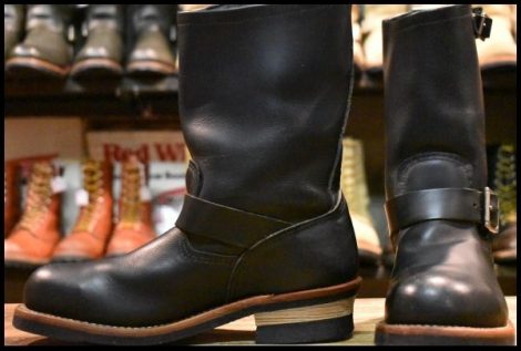 【8D 良品 10年】レッドウィング 2268 エンジニア 黒 ブラッククローム スチールトゥ プルオン ブーツ redwing HOPESMORE
