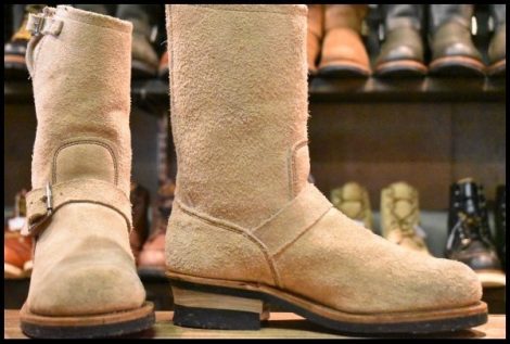 【6.5D 良品 PT83 縦羽タグ】レッドウィング 8268 スエード エンジニア タンラフアウト ベージュ ブーツ redwing HOPESMORE