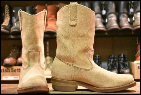 【8.5E 良品 旧羽タグ】レッドウィング 8156 スエード ペコス タン ラフアウト ベージュ プルオン ブーツ redwing pecos HOPESMORE