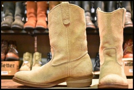 【8.5E 良品 旧羽タグ】レッドウィング 8156 スエード ペコス タン ラフアウト ベージュ プルオン ブーツ redwing pecos HOPESMORE