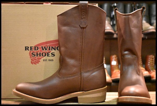 【9E 箱付 未使用 24年】レッドウィング 1155 ペコス 茶 ブラウン ベルバリタン ロング プルオン ブーツ redwing pecos HOPESMORE