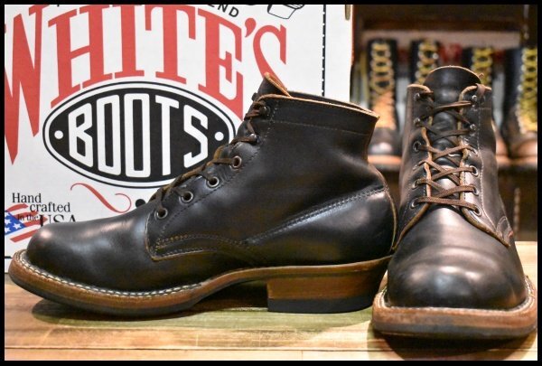 【9E 箱付 美品】WHITE’S ホワイツ セミドレス ブラッククロムエクセル 黒 ビブラム269シングル レースアップ ブーツ HOPESMORE