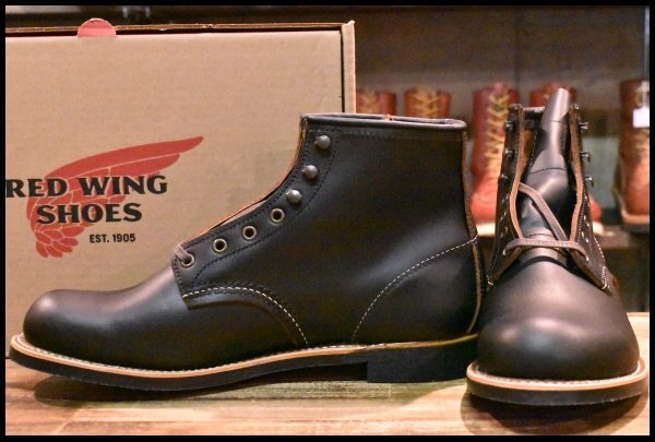 【10D 箱付 未使用 24年】レッドウィング 3345 ブラックスミス 黒 プレーリー プレーントゥ レースアップ ブーツ redwing HOPESMORE