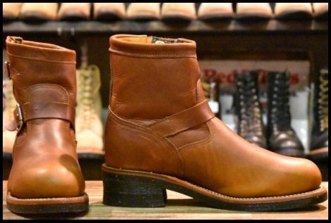 【8E 箱付 美品 黒タグ】Chippewa チペワ 1901M12 ショートエンジニア 7インチハイト タンレネゲード ブラウン 茶 ブーツ HOPESMORE