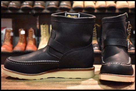 【10E 美品 黒タグ】Chippewa チペワ 1901M07 HIGHLANDER ハイランダー ショートモック エンジニア ブラック ブーツ HOPESMORE