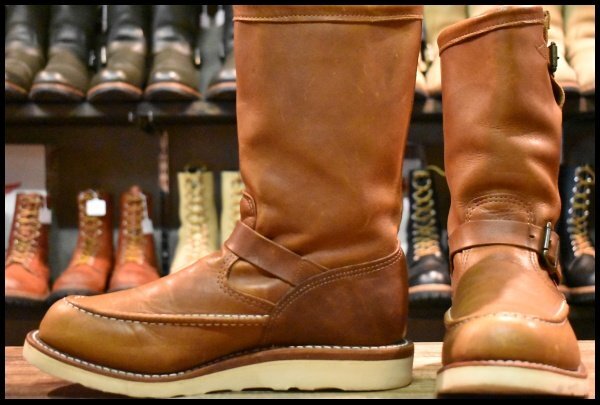 【8.5E 良品 黒タグ】Chippewa チペワ ハイランダー モックエンジニア 97877 タン オイルドレザー プルオン ブーツ HOPESMORE