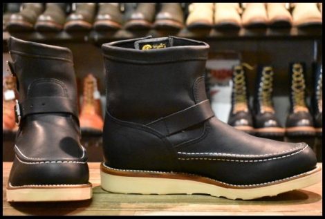 【10E 美品 黒タグ】Chippewa チペワ 1901M07 HIGHLANDER ハイランダー ショートモック エンジニア ブラック ブーツ HOPESMORE