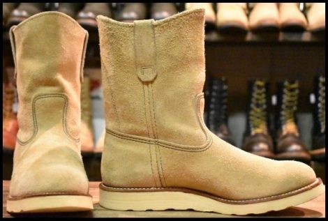 【8E 箱付 美品 羽タグ 98年】レッドウィング 8168 スエード ペコス タン ラフアウト ベージュ クッションソール ブーツ redwing HOPESMORE