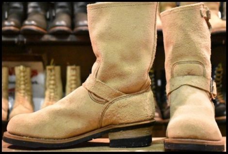 【8.5D 良品 PT99プリント 旧シルエット 06年】レッドウィング 8268 スエード エンジニア ホーソーン ラフアウト 茶 ブーツ HOPESMORE