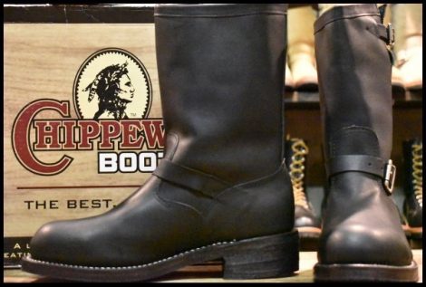 【10E 箱付 未使用 白タグ】Chippewa チペワ エンジニア 27863 黒 ブラック スチールトゥ 11インチハイト ブーツ HOPESMORE