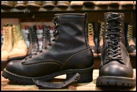 【9E 良品 20年】WESCO ウエスコ カスタムジョブマスターLTT 黒 ブラック ビブラム100シングル レースアップ 編み上げ ブーツ HOPESMORE