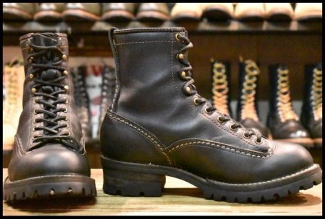 【9E 良品 20年】WESCO ウエスコ カスタムジョブマスターLTT 黒 ブラック ビブラム100シングル レースアップ 編み上げ ブーツ HOPESMORE