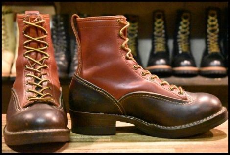 【9E 良品 06年】WESCO ウエスコ カスタムジョブマスターLTT レッドウッド×ブラウン ビブラム705ダブル レースアップ ブーツ HOPESMORE