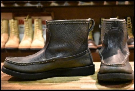 【8.5E 良品】RUSSELL MOCCASIN ラッセルモカシン ノックアバウト ブラック シボ革 黒 ビブラム2060 プルオン ブーツ HOPESMORE