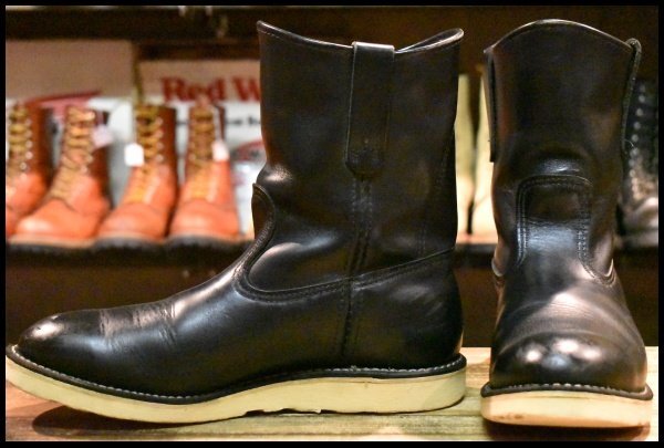 【9E 良品 07年】レッドウィング 8169 ペコス 黒 ブラッククローム クッションソール プルオン ブーツ redwing pecos HOPESMORE