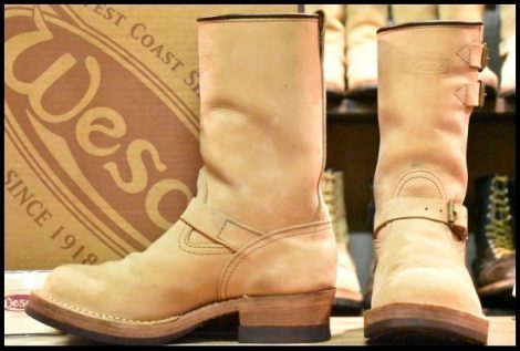 【7.5E 良品 15年】WESCO ウエスコ カスタムボス バーラップ 10インチハイト ビブラム705ダブル ベージュ ブーツ BOSS HOPESMORE