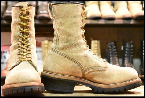 【8D 良品 PT83】レッドウィング 8218 スエードロガー タンラフアウト ベージュ 編み上げ レースアップ ブーツ redwing HOPESMORE