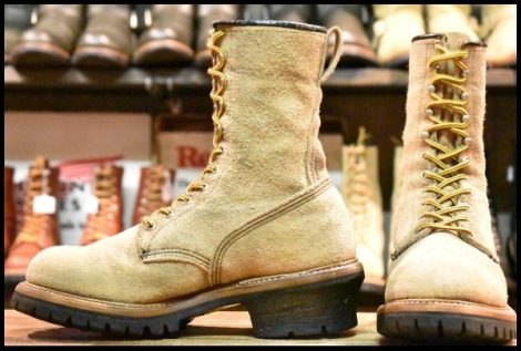 【8D 良品 PT83】レッドウィング 8218 スエードロガー タンラフアウト ベージュ 編み上げ レースアップ ブーツ redwing HOPESMORE