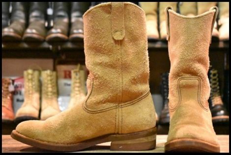 【7.5E 良品 羽タグ 98年】レッドウィング 8156 スエード ペコス タン ラフアウト プルオン ブーツ redwing pecos HOPESMORE