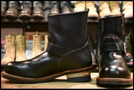 【9.5D 美品 14年】レッドウィング 2976 ショート エンジニア 黒 ブラッククローム スチールトゥ ブーツ redwing HOPESMORE