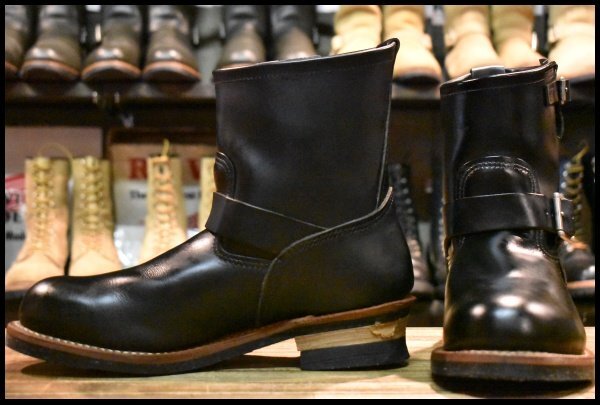 【9.5D 美品 14年】レッドウィング 2976 ショート エンジニア 黒 ブラッククローム スチールトゥ ブーツ redwing HOPESMORE