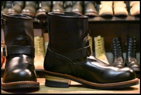 【9.5D 美品 14年】レッドウィング 2976 ショート エンジニア 黒 ブラッククローム スチールトゥ ブーツ redwing HOPESMORE