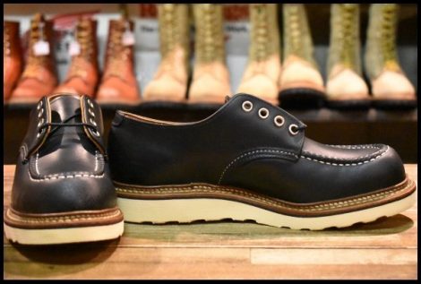 【7.5D 箱付 未使用 10年】レッドウィング 8106 オックスフォード 黒 ブラッククローム モックトゥ ローカット ブーツ redwing HOPESMORE