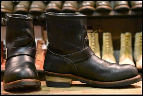 【9D 良品 10年】レッドウィング 2976 ショート エンジニア 黒 ブラッククローム スチールトゥ プルオン ブーツ redwing HOPESMORE