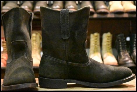 【9D 美品 07年】レッドウィング 8186 黒スエード ブラック ペコス ブラックラフアウト プルオン pecos ブーツ redwing HOPESMORE