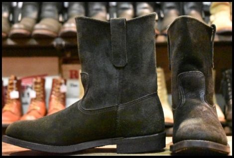 【9D 美品 07年】レッドウィング 8186 黒スエード ブラック ペコス ブラックラフアウト プルオン pecos ブーツ redwing HOPESMORE
