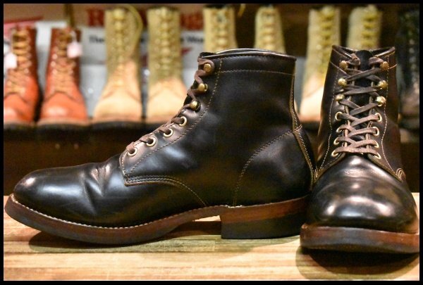【8.5 良品】LONE WOLF BOOTS ローンウルフブーツ LW00450 MECHANIC メカニック ブラック キャッツポウソール レースアップ HOPESMORE