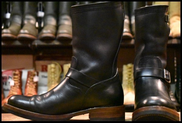 【8 美品】JULIAN BOOTS ジュリアンブーツ エンジニア ブラック 黒 キャッツポウヒール ビブラム スチール無し RRL ブーツ HOPESMORE