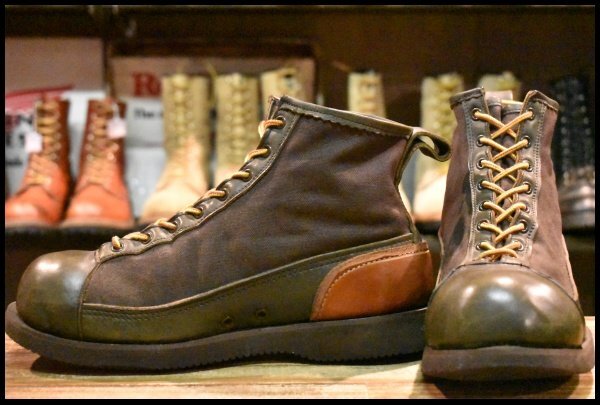 【8.5E 良品】RUSSELL MOCCASIN ラッセルモカシン ウェーディングシューズ 3738 グリーン×ブラウン 緑 レースアップ ブーツ HOPESMORE