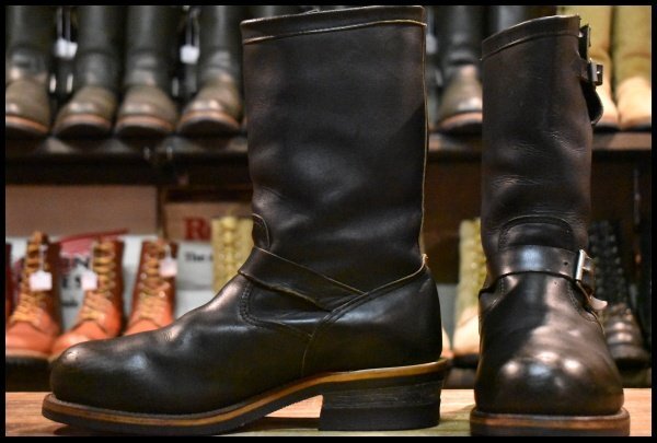 【7.5EE 良品 PT91 黒タグ 95年】Chippewa チペワ 27899 エンジニア 黒 スチールトゥ 11インチハイト ビブラムソール ブーツ HOPESMORE