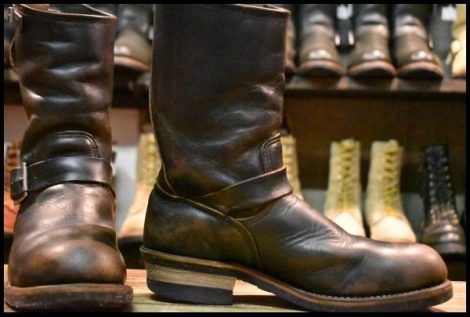 【8D 中古 PT91プリント 93年05月刻印】レッドウィング 2268 エンジニア 黒 ブラッククローム スチールトゥ ブーツ redwing HOPESMORE
