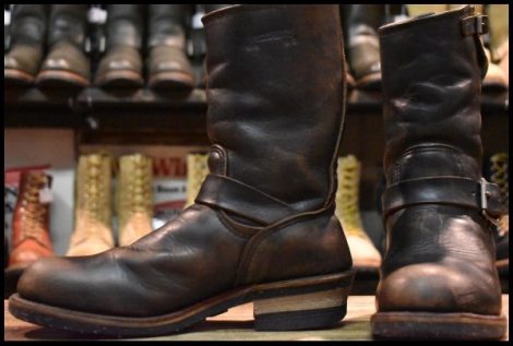 【8D 中古 PT91プリント 93年05月刻印】レッドウィング 2268 エンジニア 黒 ブラッククローム スチールトゥ ブーツ redwing HOPESMORE