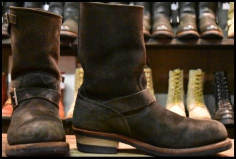 【9D 良品 10年】レッドウィング 8274 黒スエード エンジニア ブラック ラフアウト スチールトゥ プルオン ブーツ redwing HOPESMORE