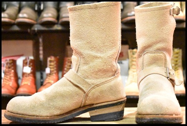 【7.5D 良品 PT91刺繍】レッドウィング 8268 スエード エンジニア タン ラフアウト スチールトゥ ベージュ ブーツ redwing HOPESMORE
