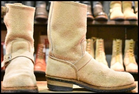 【7.5D 良品 PT91刺繍】レッドウィング 8268 スエード エンジニア タン ラフアウト スチールトゥ ベージュ ブーツ redwing HOPESMORE