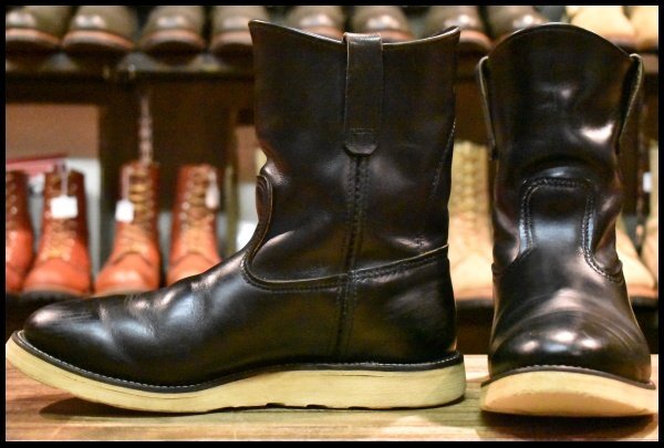 【9.5E 良品 羽タグ 98年】レッドウィング 8169 ペコス 黒 ブラッククローム プルオン ブーツ redwing pecos HOPESMORE