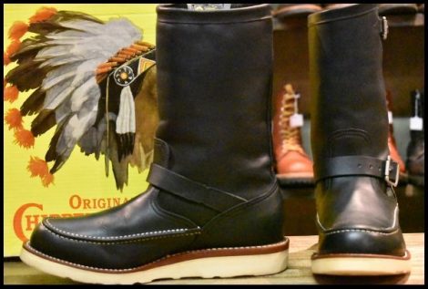 【10E 箱付 良品 黒タグ】Chippewa チペワ 97878 HIGHLANDER ハイランダー エンジニア ビムラム4014 ブラック ブーツ HOPESMORE
