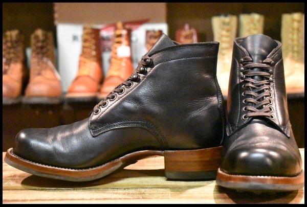 【6.5E 美品】100 WHITE’S BOOTS MFG ホワイツ W200 フレンチカーフブラック 黒 PLAIN TOE カスタムダイナイトソール ブーツ HOPESMORE