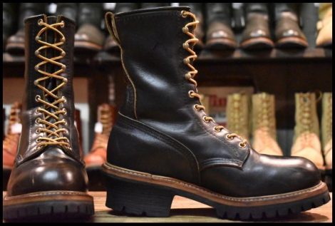 【7.5D 良品 PT91プリント 93年12月刻印】レッドウィング 2218 ロガー 黒 ブラッククローム スチールトゥ 9210 ブーツ redwing HOPESMORE
