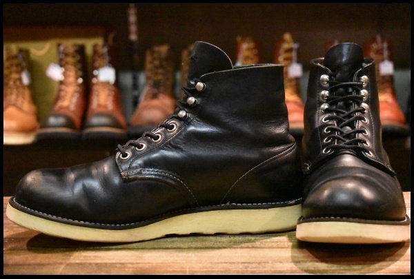 【8.5D 中古 羽タグ 98年】レッドウィング 8165 アイリッシュセッター 黒 ブラッククローム プレーントゥ ブーツ redwing HOPESMORE