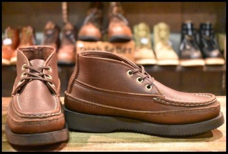 【4E 良品】RUSSELLMOCCASIN ラッセルモカシン スポーティングクレーチャッカ ダブルモカシン ブラウン ビブラム2060 ブーツ HOPESMORE