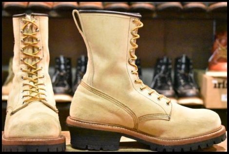 【10D 良品 09年】レッドウィング 8211 スエード ロガー ホーソーン ラフアウト スチールトゥ ロング 編み上げ ブーツ redwing HOPESMORE