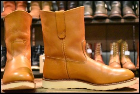 【9E 良品 11年】レッドウィング 9866 ゴールドラセット ペコス 茶 プルオン クッションソール ブーツ redwing pecos HOPESMORE