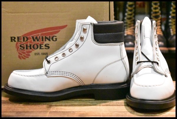 【7.5E 未使用 18年】レッドウィング 8808 スーパーソール 白 ホワイト モックトゥ レースアップ ブーツ redwing 限定 HOPESMORE