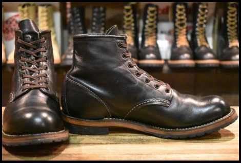 【9.5D 良品 18年】レッドウィング 9414 ベックマン 黒 ブラック フェザーストーン プレーントゥ 編み上げ 9014 ブーツ redwing HOPESMORE