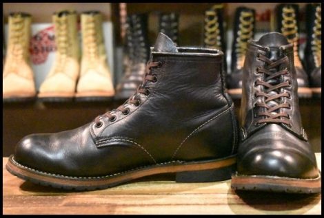 【9.5D 良品 18年】レッドウィング 9414 ベックマン 黒 ブラック フェザーストーン プレーントゥ 編み上げ 9014 ブーツ redwing HOPESMORE